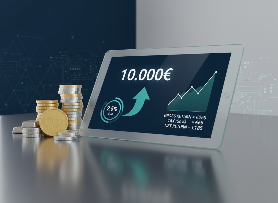 Simulazione del rendimento di 10.000 euro su un conto deposito