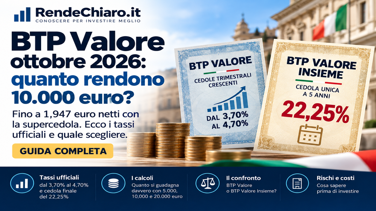 BTP Valore ottobre 2026: confronto tra cedole trimestrali e cedola unica del 22,25%