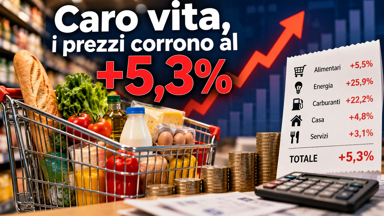 Caro vita, i prezzi corrono al +5,3%: quanto pesa davvero sul bilancio familiare