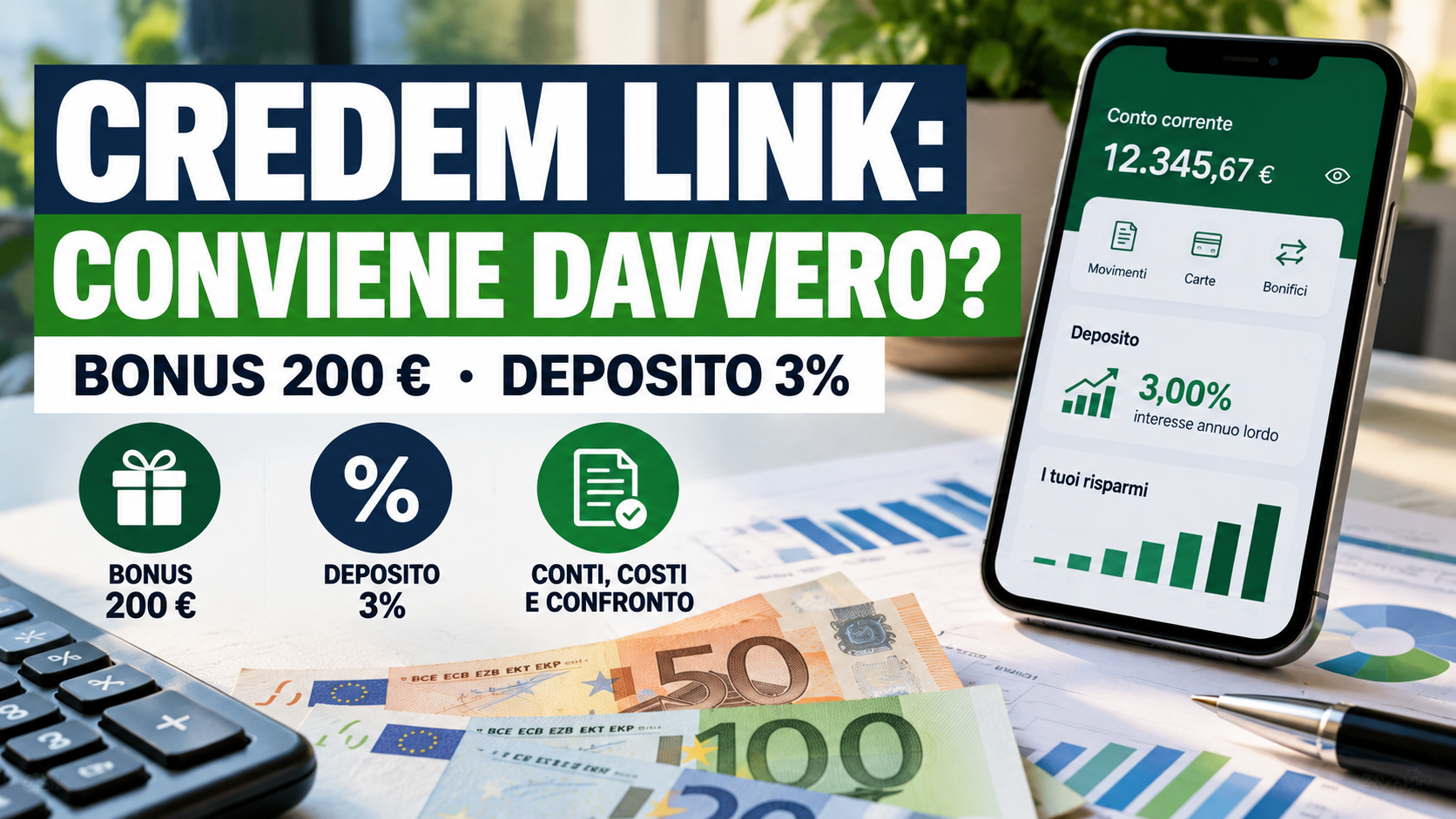 Credem Link: bonus 200 euro, deposito al 3%, conviene davvero?
