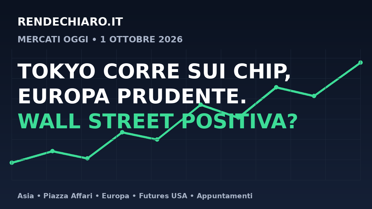 Mercati oggi 1 ottobre 2026: Tokyo corre sui chip, Europa prudente, Wall Street positiva?
