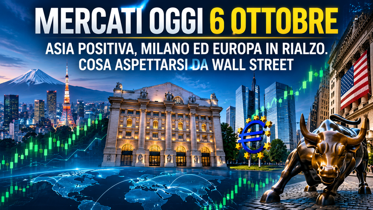 Mercati oggi 6 ottobre: Asia positiva, Milano ed Europa in rialzo, attese per Wall Street