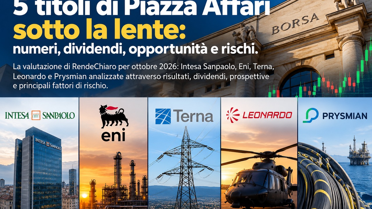 5 titoli di Piazza Affari sotto la lente: numeri, dividendi, opportunità e rischi