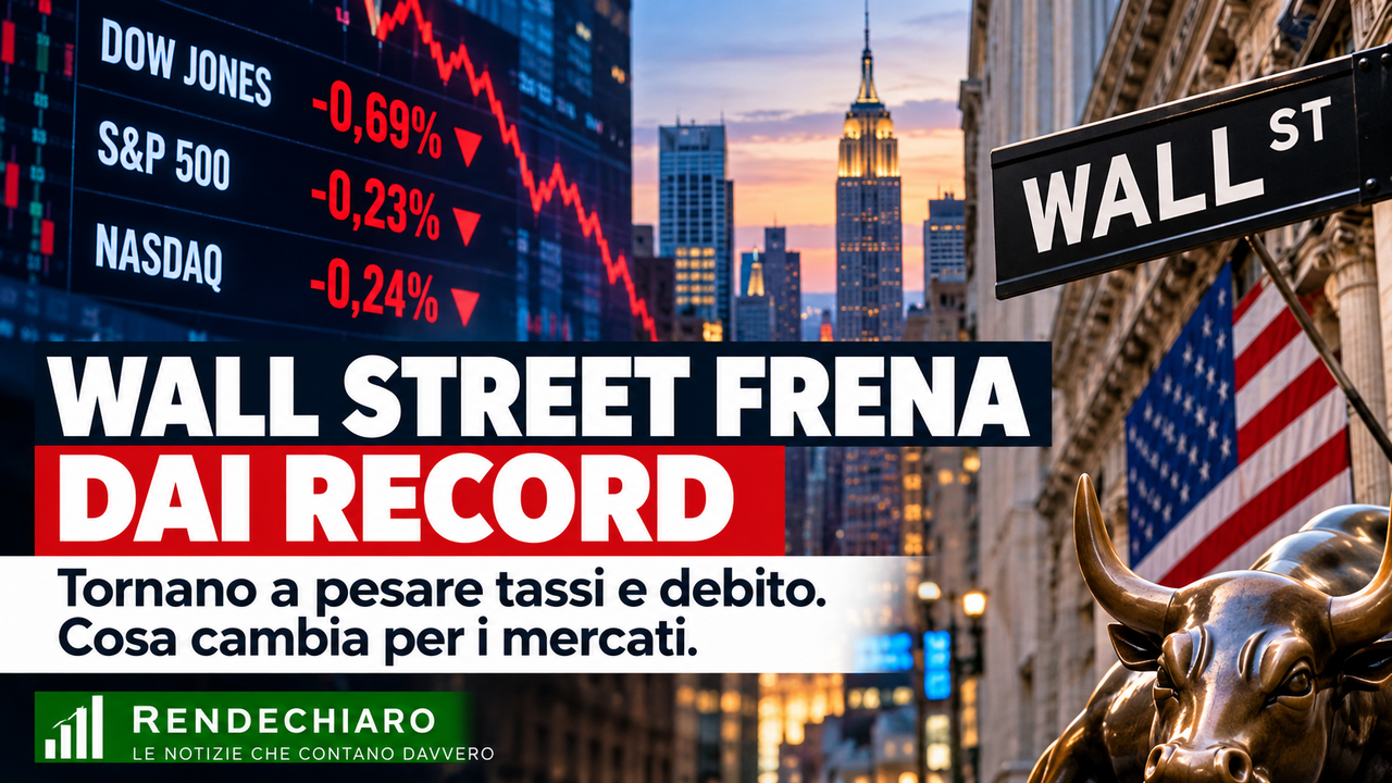 Wall Street frena dai record: Dow Jones, S&P 500 e Nasdaq in calo il 7 ottobre 2026
