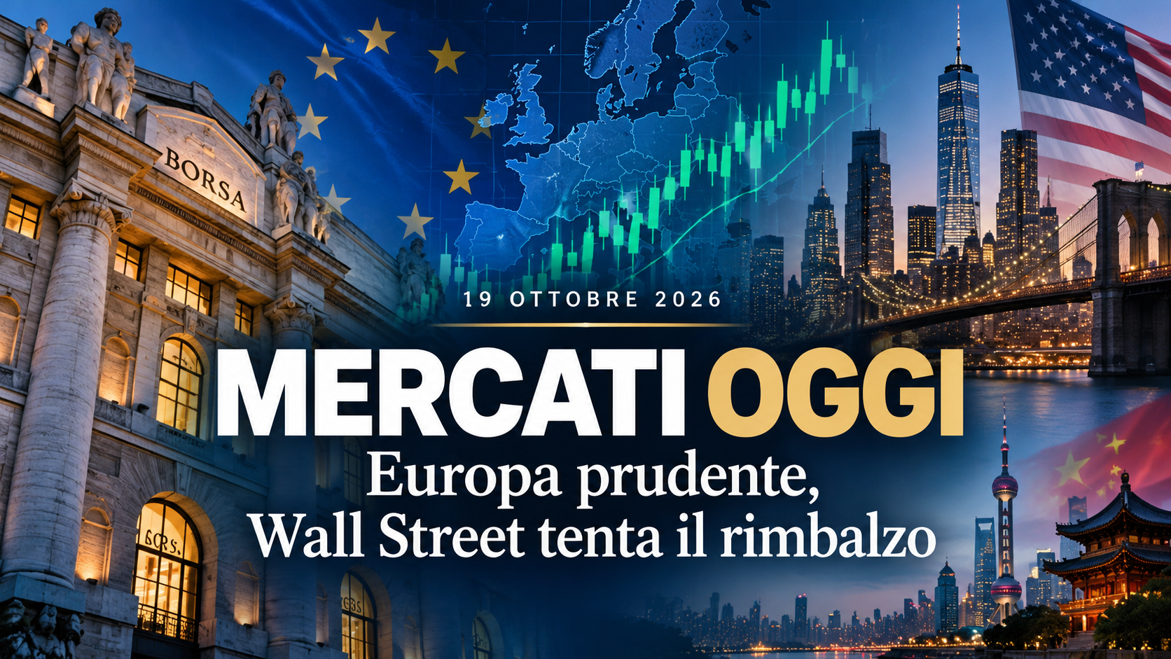 Mercati oggi 19 ottobre 2026: Borsa italiana, Europa, Wall Street e borse asiatiche