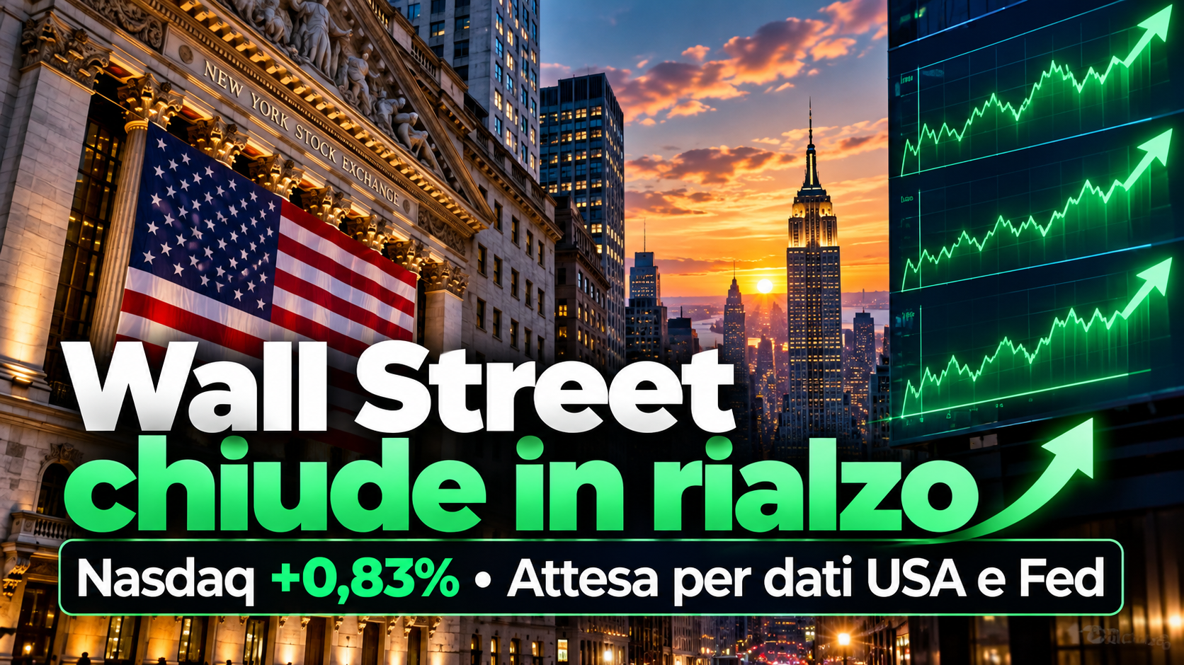 Wall Street chiude in rialzo il 26 ottobre 2026: Nasdaq +0,83% e attesa per dati USA e Federal Reserve